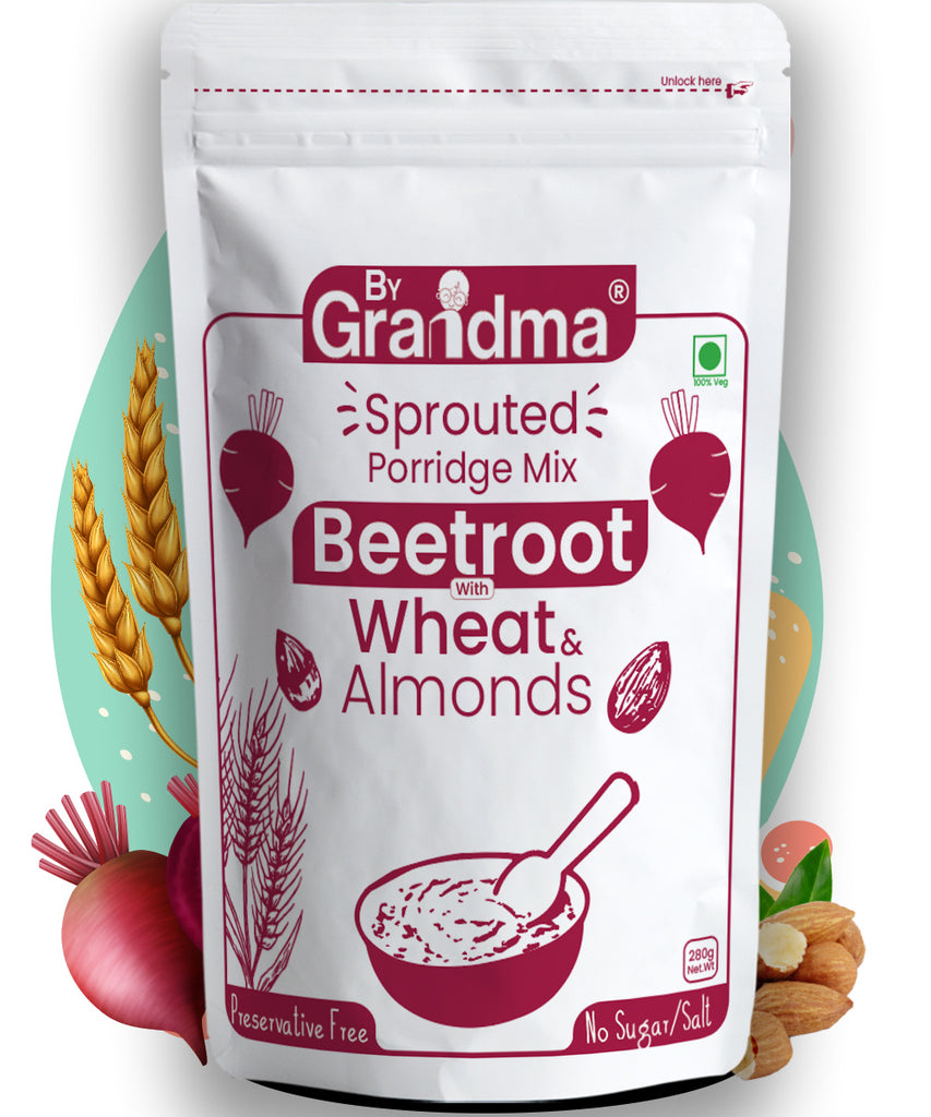 ByGrandma®Sprouted Wheat and Beetroot with Almonds Porridge Mix - ByGrandma